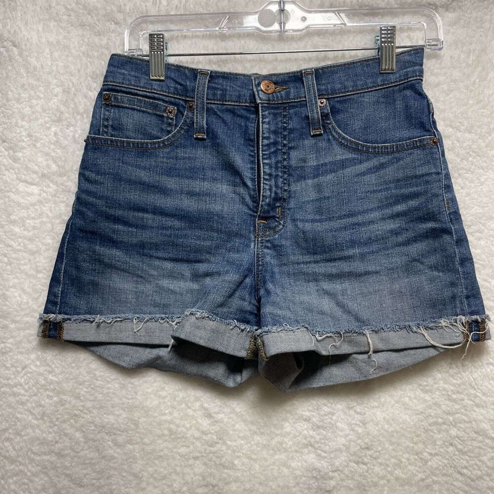 J.Crew Women’s Denim Shorts 25 Blue High Rise Raw Hem Casual Distressed Style